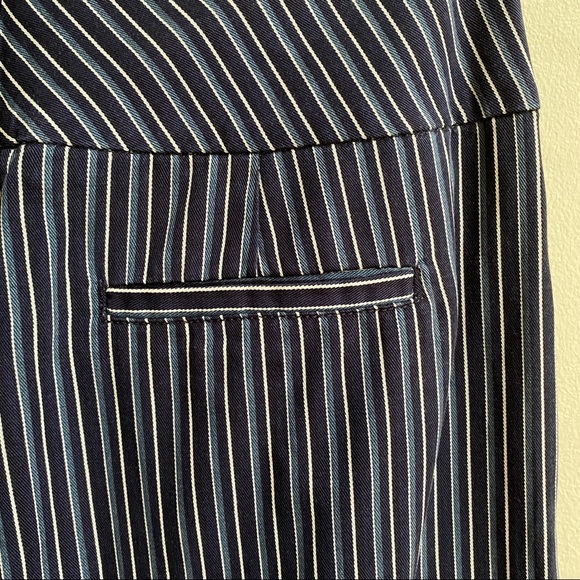 PAIGE Navy Blue Paradise Charisma Stripe Wide Leg Pants - Picture 11 of 16